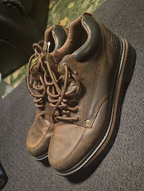 Skechers Brown Men's Leather Lace-Up Work Boots